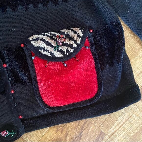 Vintage Berek zebra trim sweater - Picture 3 of 5